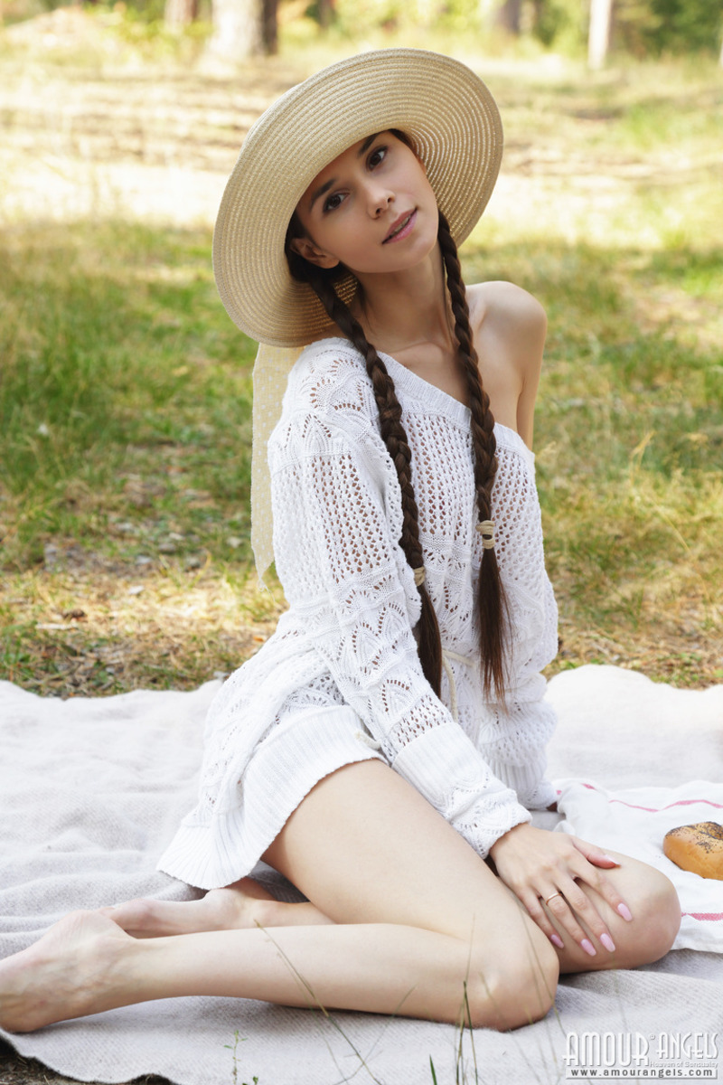 Brunette Posing Outdoors 00